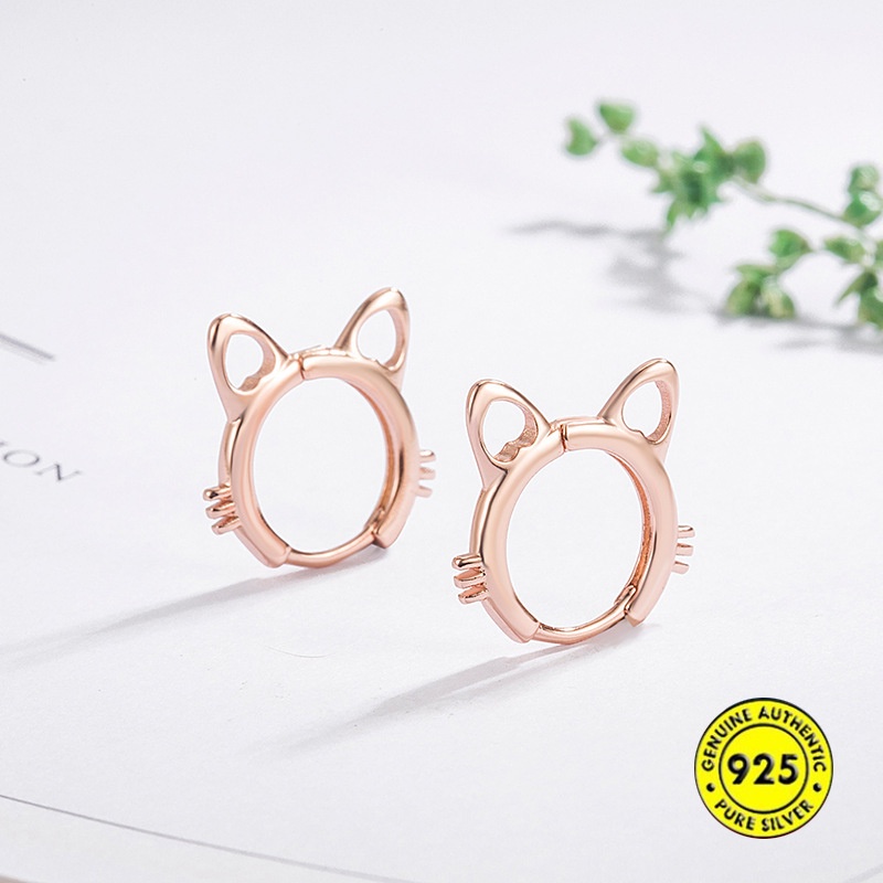 Anting Tusuk Gantung Desain Kucing Hollow Gaya Jepang Untuk Wanita