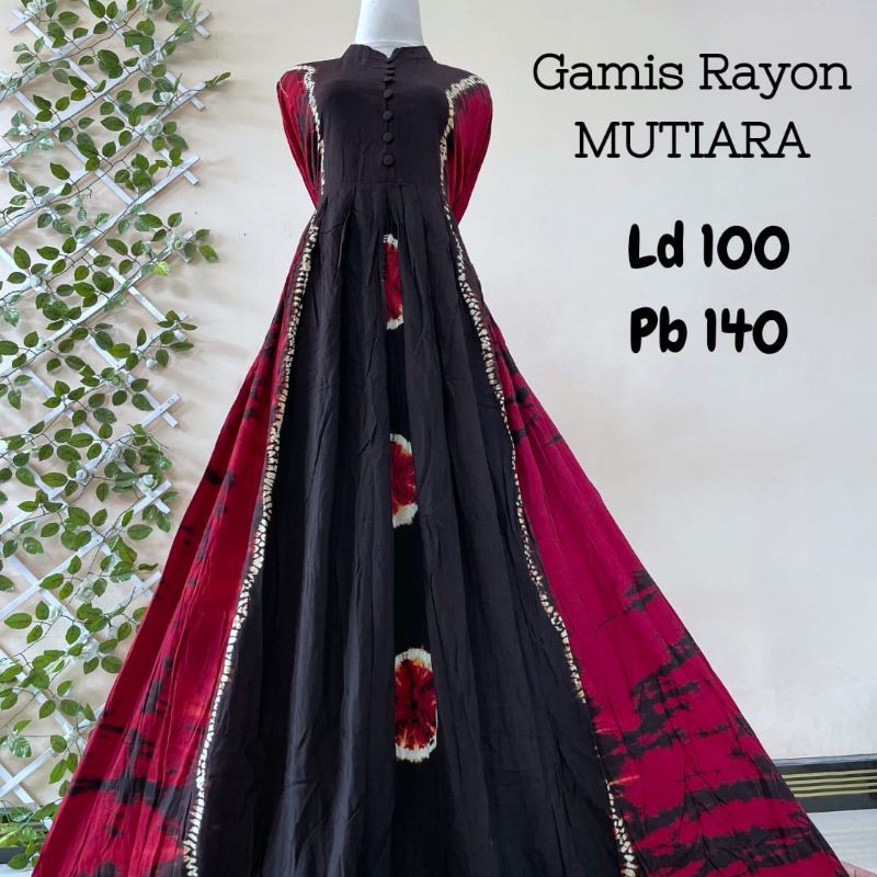 gamis twill rayon candimekar warna hitam merah