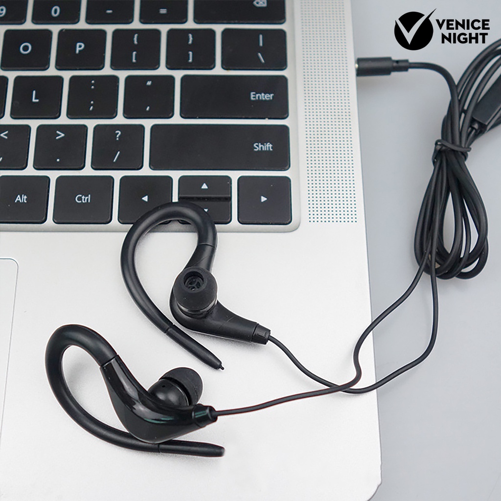 (VNEP) (Berkabel) Headset Earphone Kait Telinga Stereo Noise Reduction Nyaman Jack 3.5mm Untuk Calling