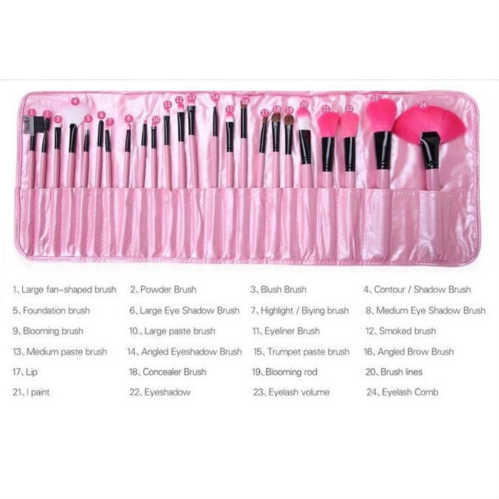 Brush Set 24 Pcs Free Pouch Kuas Make Up Set Makeup Brush Make Up Set