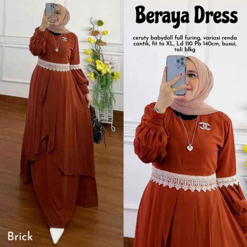 ✔COD GAMIS BERAYA MAXY MIX RENDA TANGAN BALON CERUTY BABYDOLL KEKINIAN GAMIS KONDANGAN SIMPLE