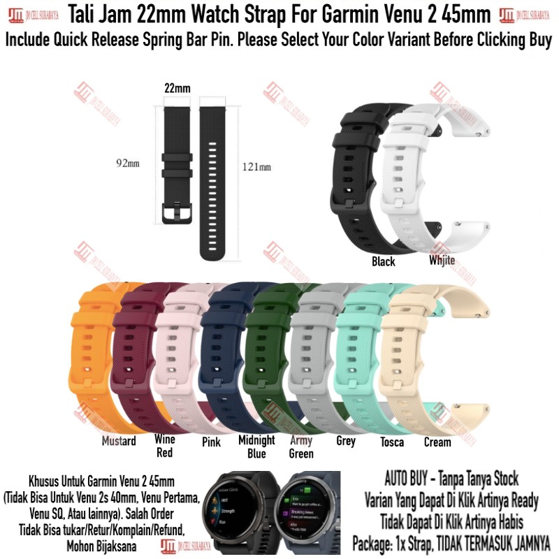 Tali Jam 22mm Watch Strap Garmin Venu 2 45mm - OYE Rubber Silikon