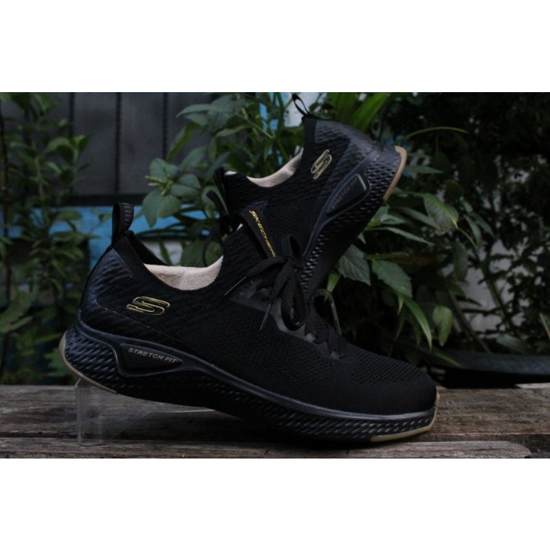 SKECHERS SOLAR FUSAGE - VALEDGE  SEPATU PRIA ORIGINAL 52757/BKGD BLACK - GOLD