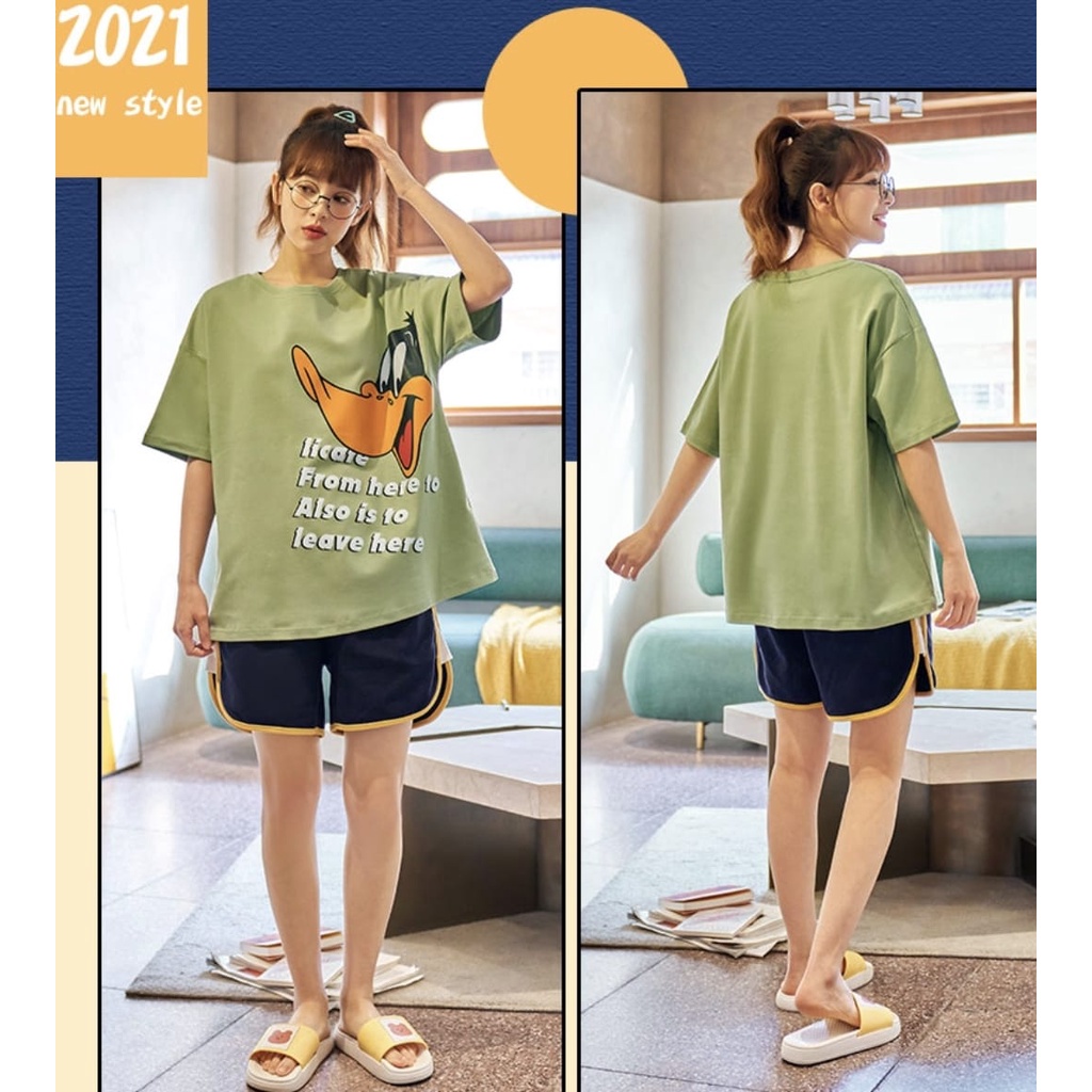 Baju tidur piyama hotpant wanita motif baru