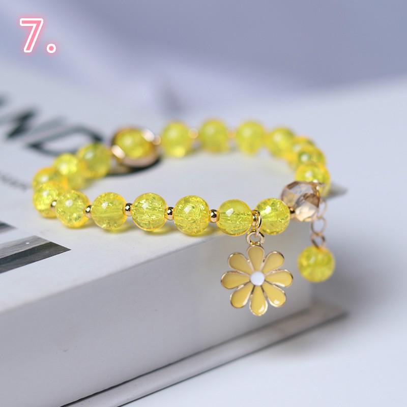 Girl's Crystal Daisy Flower Charm Bracelet for Women Fashion Jewelry Bangles
