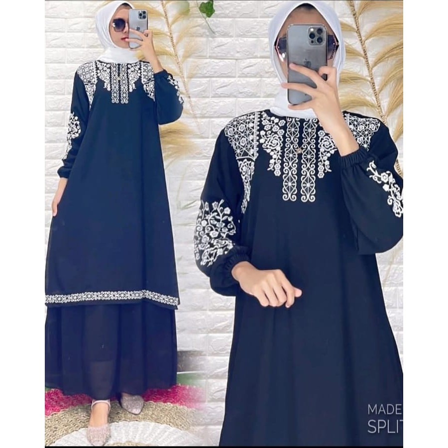 Yusfita Maxi Dress Bordir Gamis Wanita Baju Kondangan Gaun Pesta Muslimah Pakaian Muslim Gaun Muslim