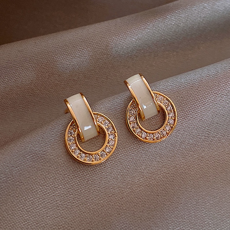 Anting Tusuk Sterling Silver 925 Simple Dengan Berlian Bulat Kecil Untuk Wanita