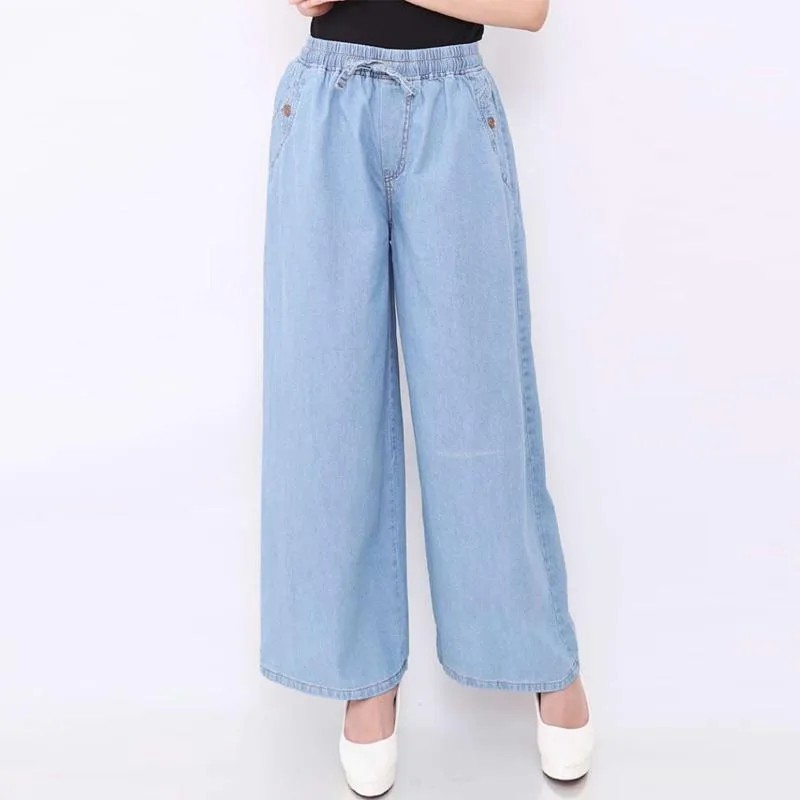 Dazina CELANA KULOT JEANS HIGHWAIST WARNA Navy HITS SELEBGRAM FASHION WANITA