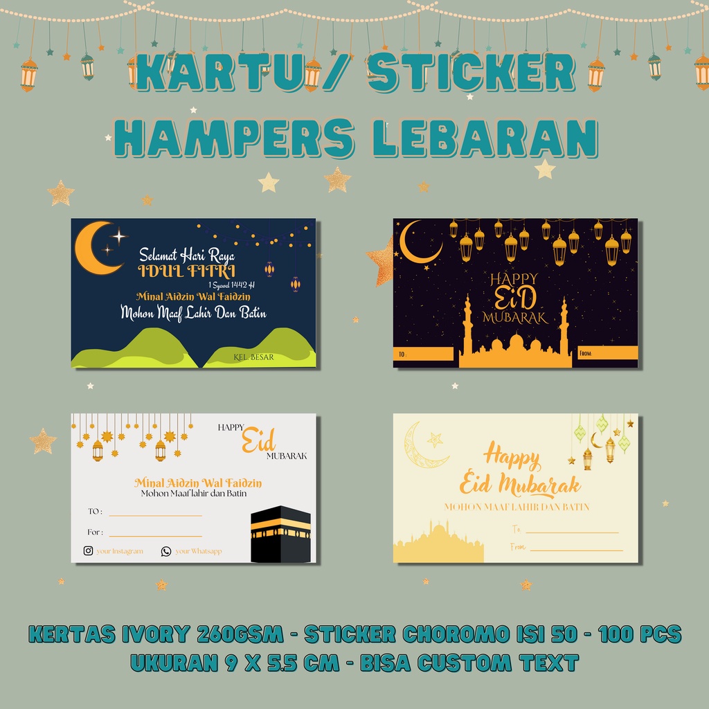 Kartu Ucapan Idul Fitri - Sticker Ucapan Idul Fitri - Kartu Hampers Lebaran - Sticker Hampers Lebara