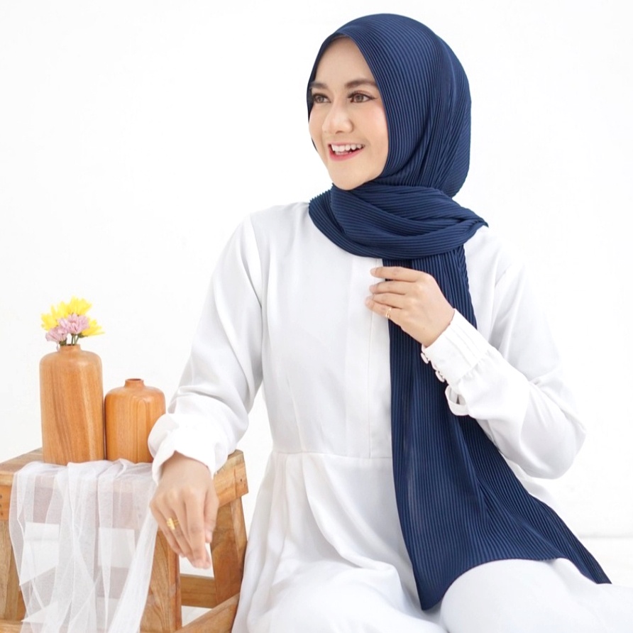 PASHMINA PLISKET FULL / KERUDUNG PASMINA FULL PLISKET BAHAN HYGET PREMIUM