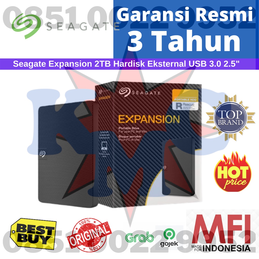 Seagate Harddisk External Expansion  2TB 2.5&quot; HDD Hard Disk USB 3.0 Resmi