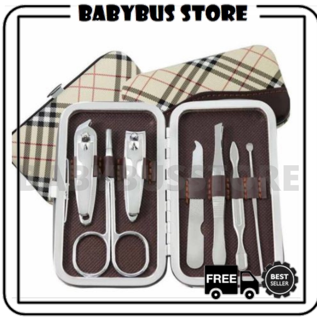 BBS Manicure Pedicure Set 7IN1 Dompet /  Manicure Mini Stainless Stell / Paket Pembersih Kuku Pinset Gunting Lancip Korek telinga Kuping