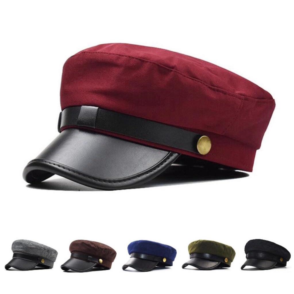 Topi Pria terbaru- Sailorman Army-Topi Pelaut- Leather Cap- Cadet Military-topi Ariel-Korean style(COD)