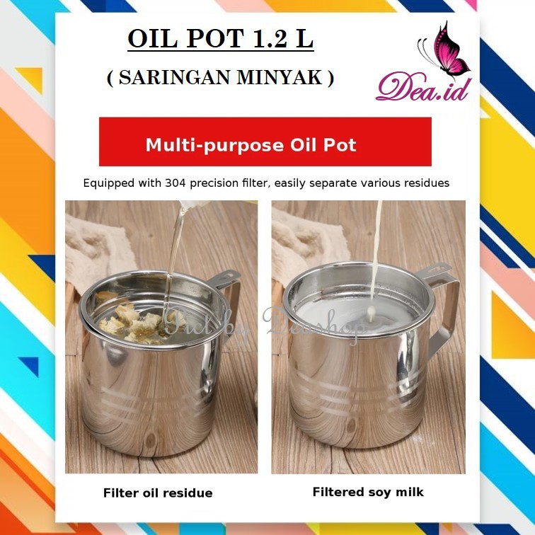 [DEASHOP] OIL POT SARINGAN MINYAK DAN TEMPAT SIMPAN MINYAK BAHAN STAINLESS 1.2 LITER