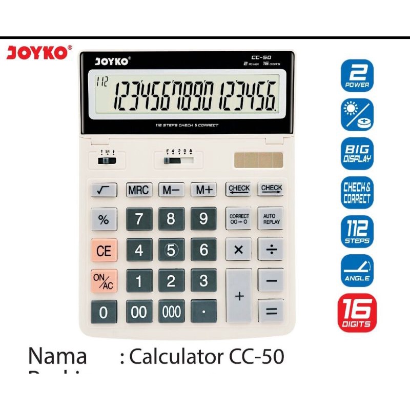 

Kalkulator Joyko cc 50 16 digit (1pcs)