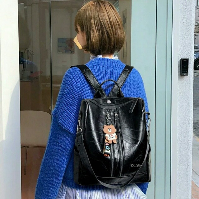 New Backpack Stylish 2REST KOTAK 2020-QUEENTANY GLOWSHY Kulit sintetis /tas Kulit super /tas batam