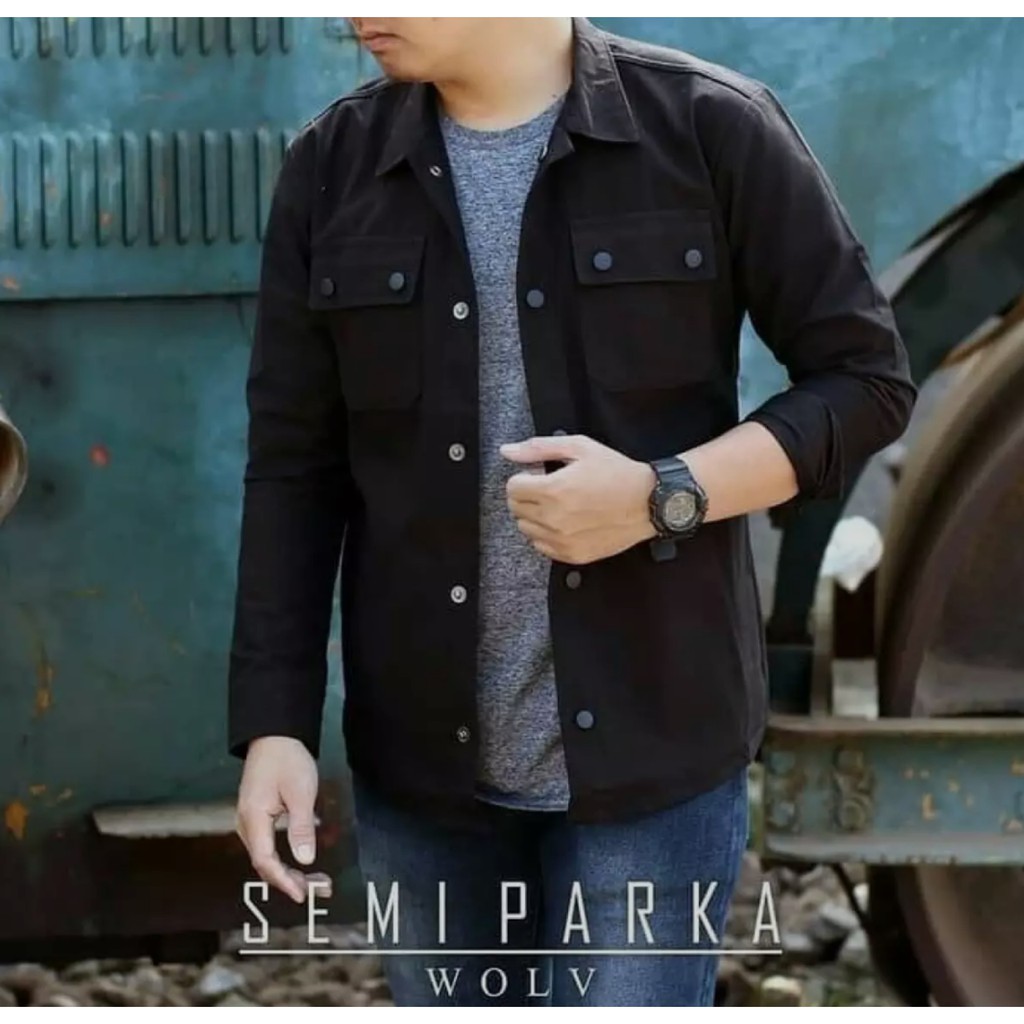 JAKET SEMI PARKA HITAM - JAKET SEMI PARKA HIJAU