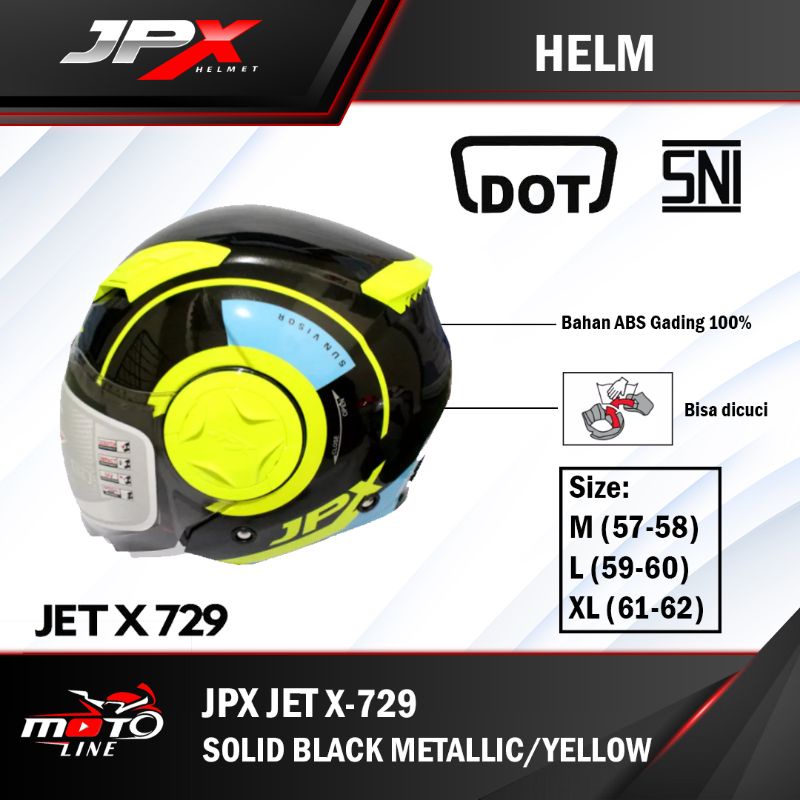helm jpx jet 729 black metalic/yellow half face