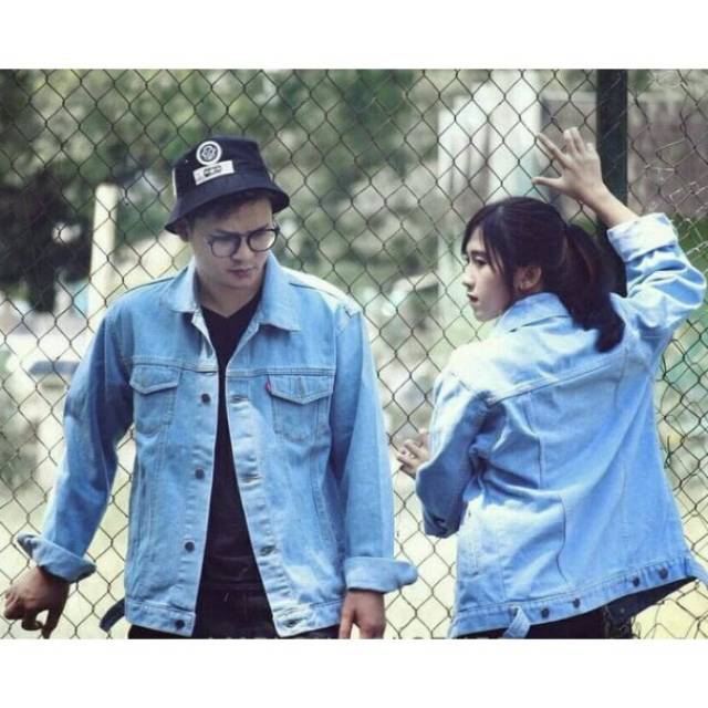 JAKET DENIM JEANS BIRU BLITS PREMIUM COUPLE ROUGHNECK TRUCKER Biru Muda XXL BIG Jumbo
