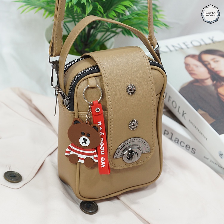 Luna Aura Tas Pouch Hp Wanita Minixo Fashion Centang Kunci Kerang/Tas Hp &amp; koin Cewek/Tas Hp wanita Terbaru