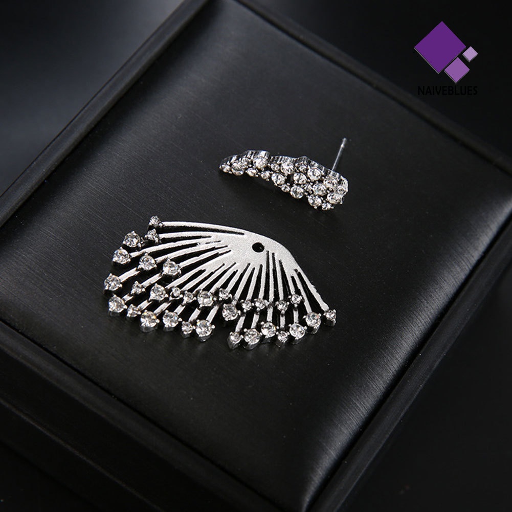 1pc Anting Bentuk Kipas Aksen Berlian Imitasi Gaya Vintage Untuk Wanita