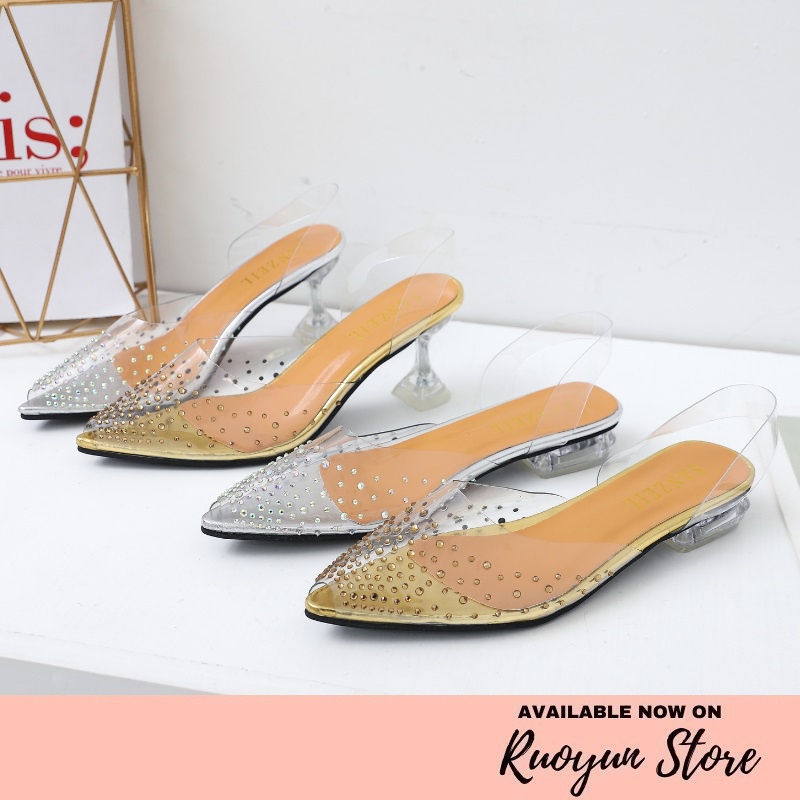 RYX - Rhinestone Sprinkle Sepatu Hak Pump Casual  - Import Premium