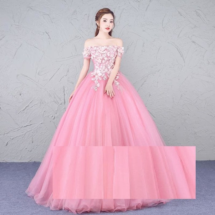 Gaun Pengantin 0300917 Pink Sabrina Wedding Gown Wedding Dress
