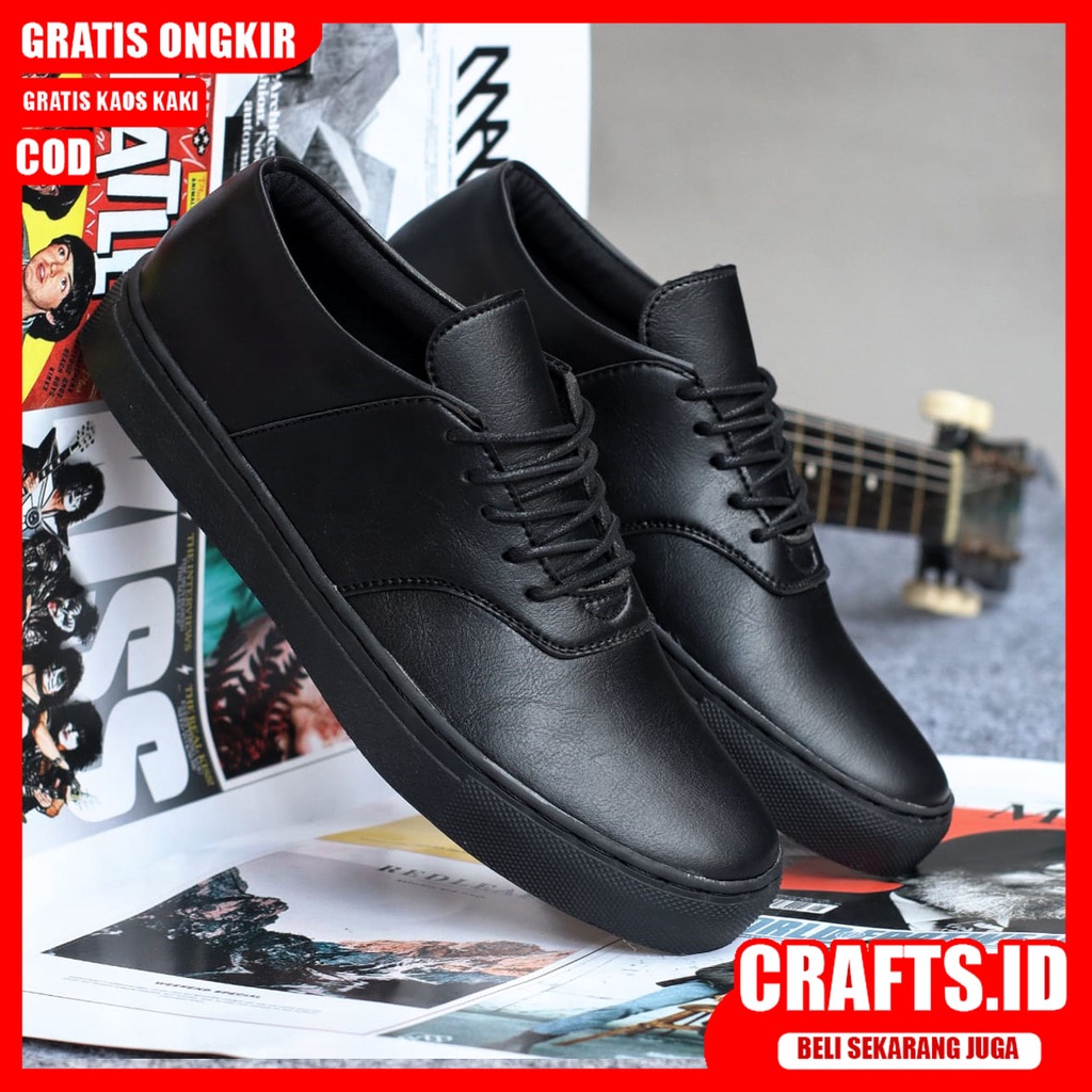 CRAFTS X AUTHEN Sepatu Kasual Pria Kulit Syntetic Sepatu Pria Casual Sepatu Cowok/Cowo Sepatu Kerja Kantor Kondangan Semi Formal Kuliah Keren Termurah