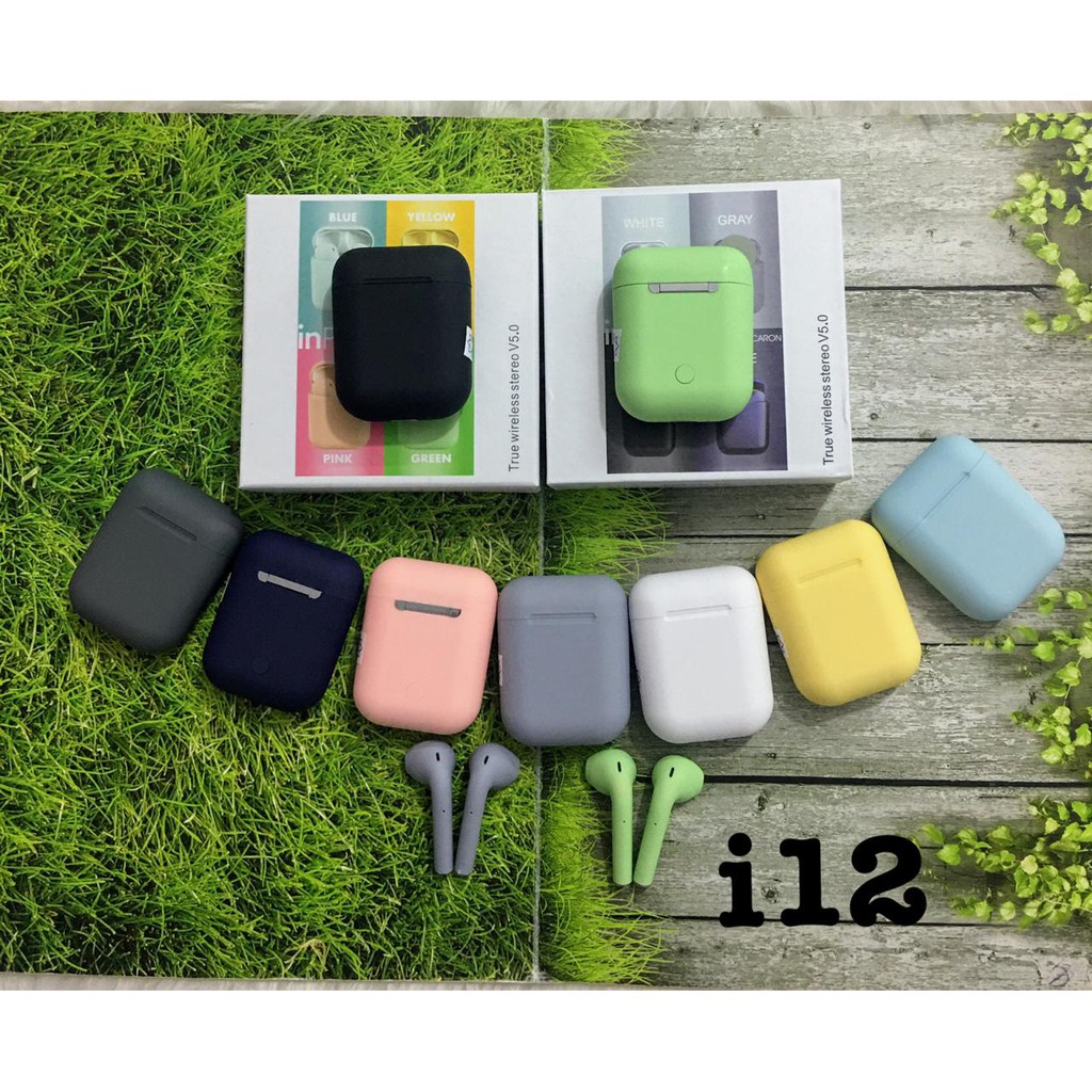 BOS - i12 TWS Macaron | Earphone Wireless Bluetooth HiFi Warna Warni HF Henset Handsfree Makaron