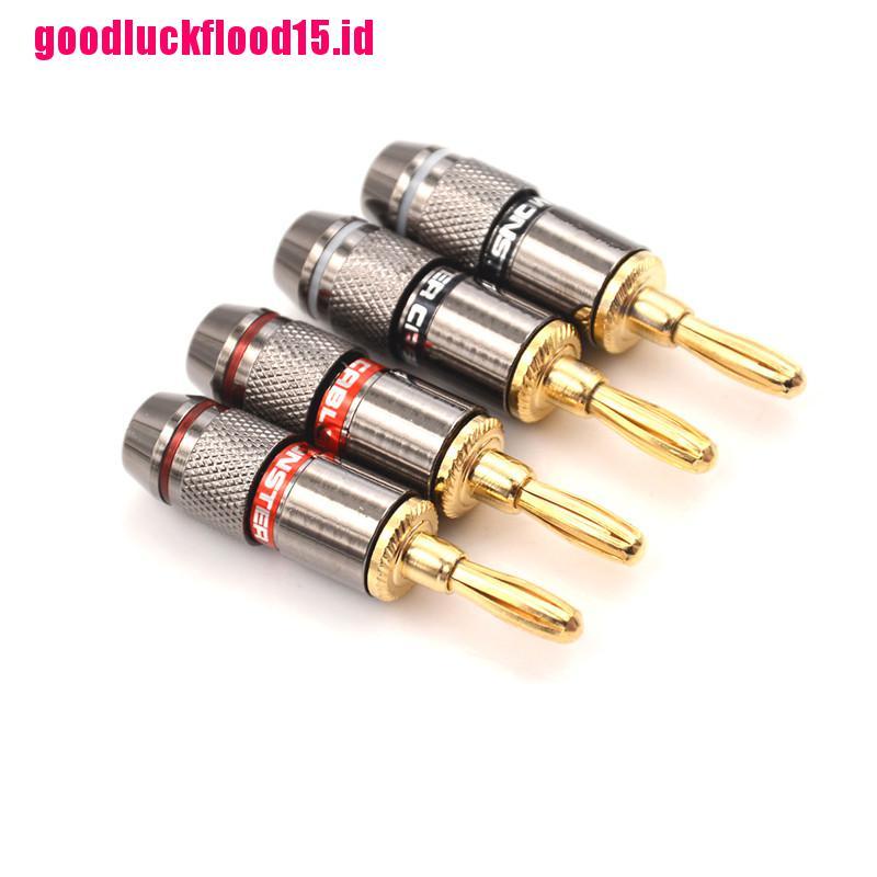 {LUCKID}4pcs Gold Plated BFA 4mm Banana Plug Male Speaker Connector Adapter