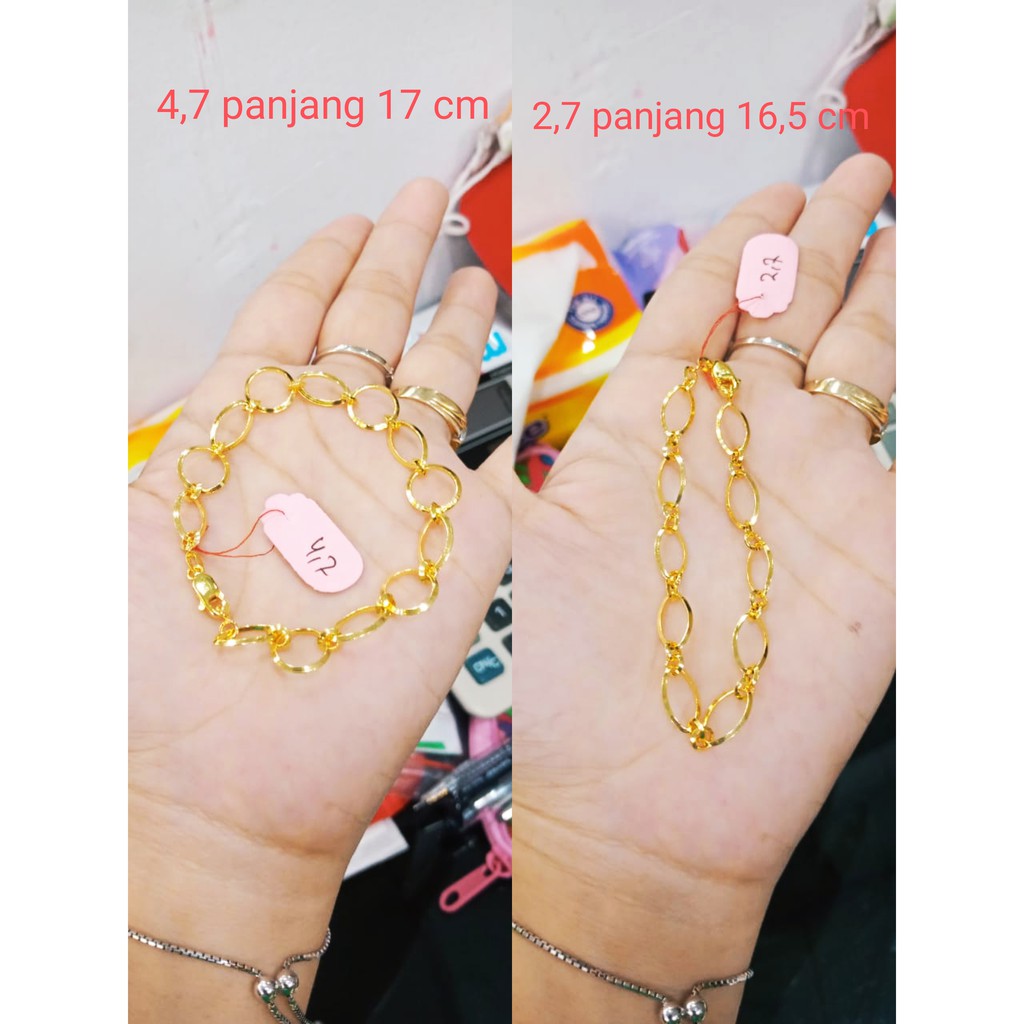 GELANG RANTAI TANGAN WANITA GOLD PERAK ASLI 925