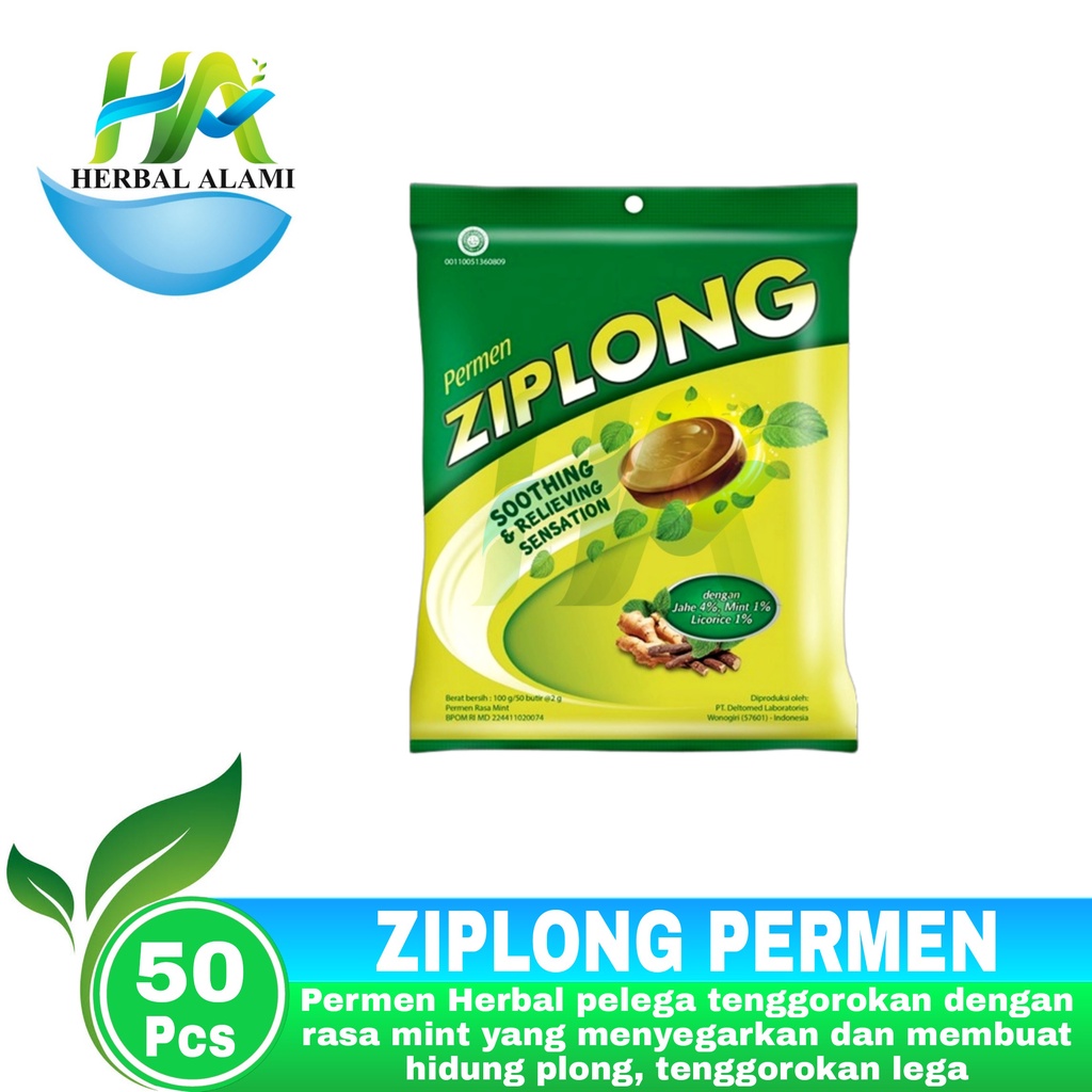 Permen Ziplong  isi 50 - Permen Pereda Tenggorokan