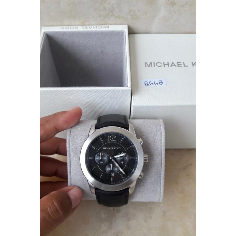 jam michael kors original leather watch mk8668 black