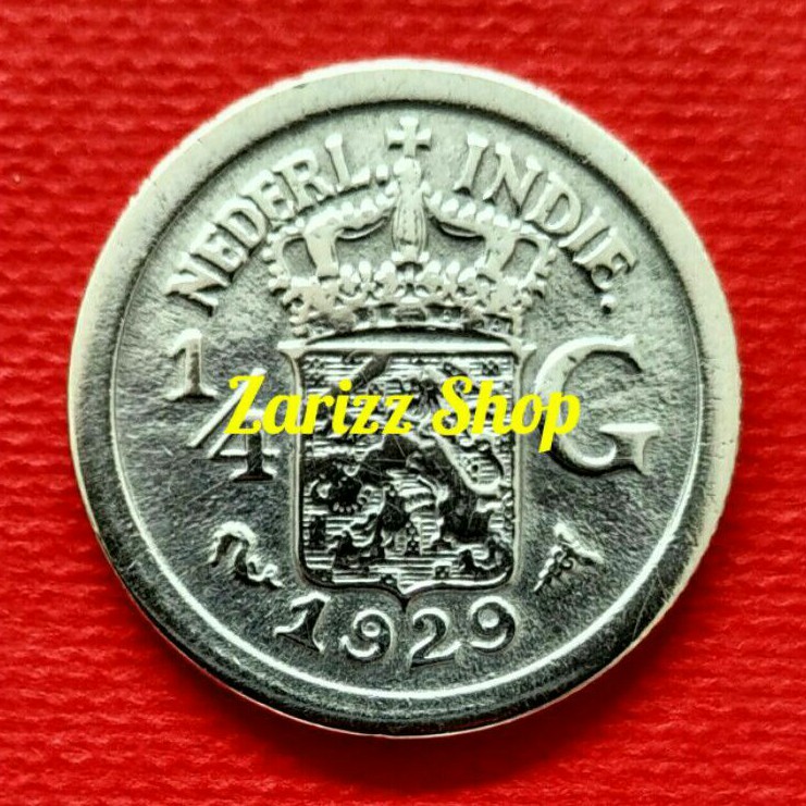 Koin Perak 1/4 Gulden Nederl Indie Tahun 1929 (SE2902)