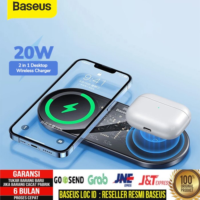 Baseus Dual Wireless Charger Digital Led Fast Charging Pad 20W