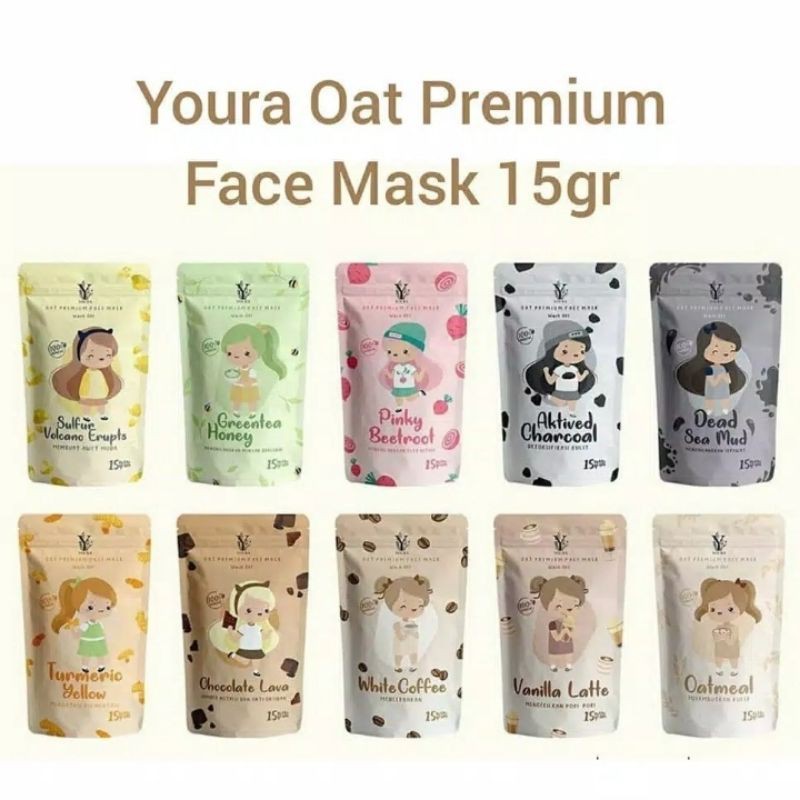 [YOURA] Masker Wajah Oat Organik by Youra - Masker Youra Oat 10 Varian 15gr - 100% OAT