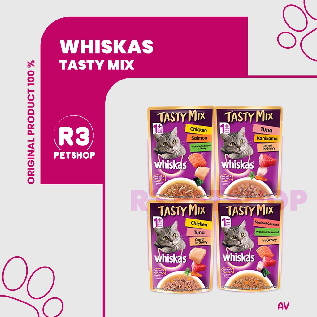 Whiskas pouch TASTY MIX 70g Makanan Kucing Basah