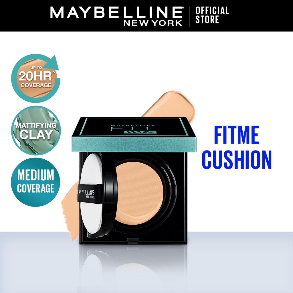 Maybelline Fit Me Matte+Poreless Cushion Foundation - Makeup Ringan Full Coverage Oil Control Tahan Hingga 20HR