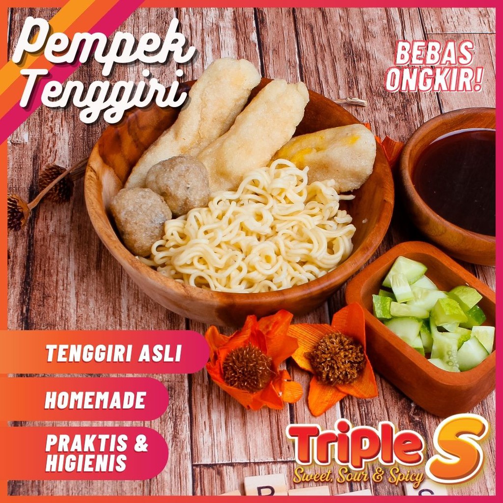 

Pempek Tenggiri Pempek Palembang Triple S Kapal selam lenjer baso kulit cuko instan frozen food enak