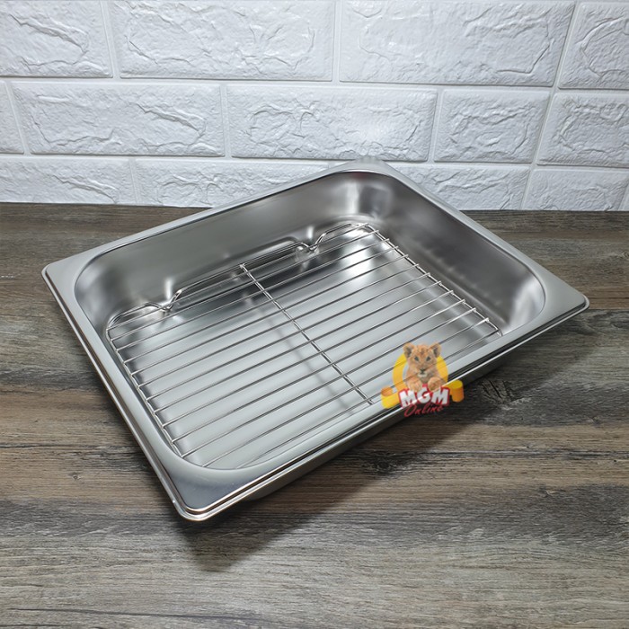 Peniris gorengan 20x27 PLUS nampan 1/2 foodpan stainless Tinggi 6.5cm