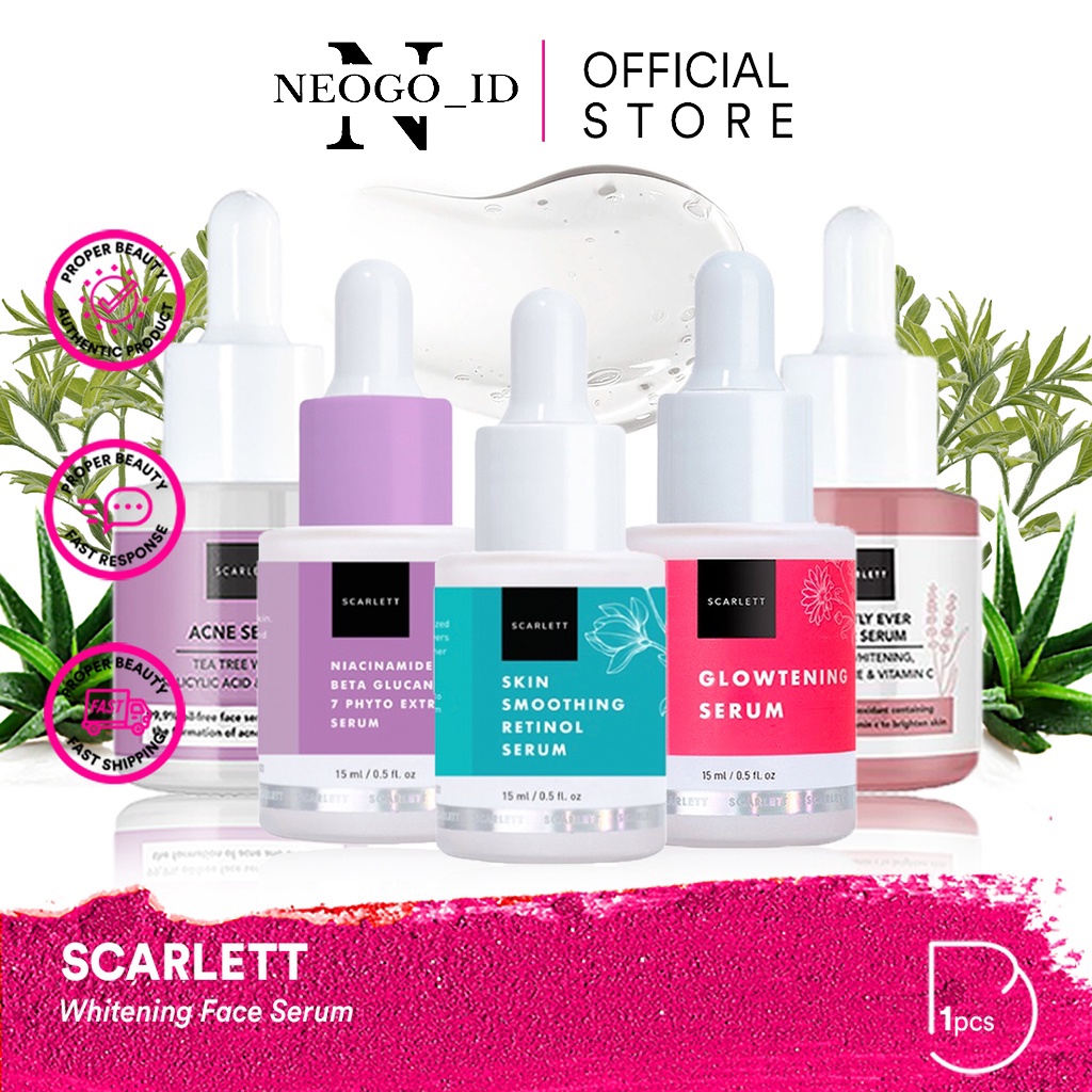 SCARLETT Whitening Face Serum Indonesia / Skincare Brightly Ever After Acne Glowtening / Niacinamide
