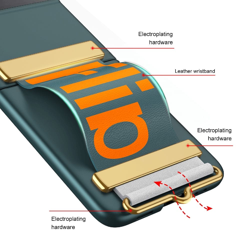 Case Tali / Hand Grip Samsung Galaxy Z Flip 4 Flip 3 5G Hard Premium Case Holder With Hand Grip Stainless Like Ori 1:1