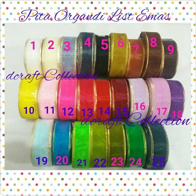 Pita organdi list emas 1&quot; (2,5cm)