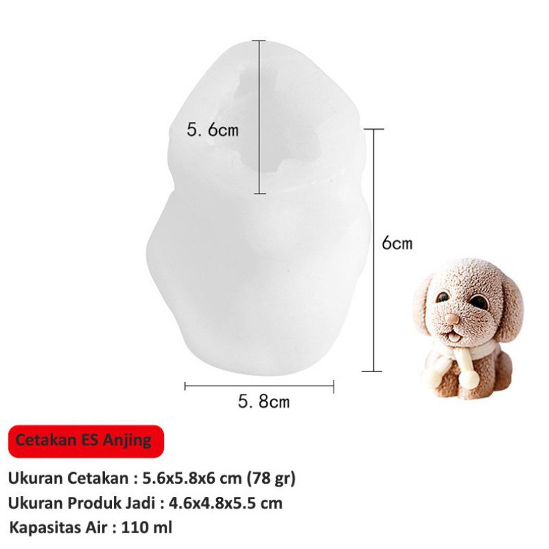 CETAKAN ES BATU SILICON MOTIF ANJING BERUANG COKLAT LUCU UNIK-2