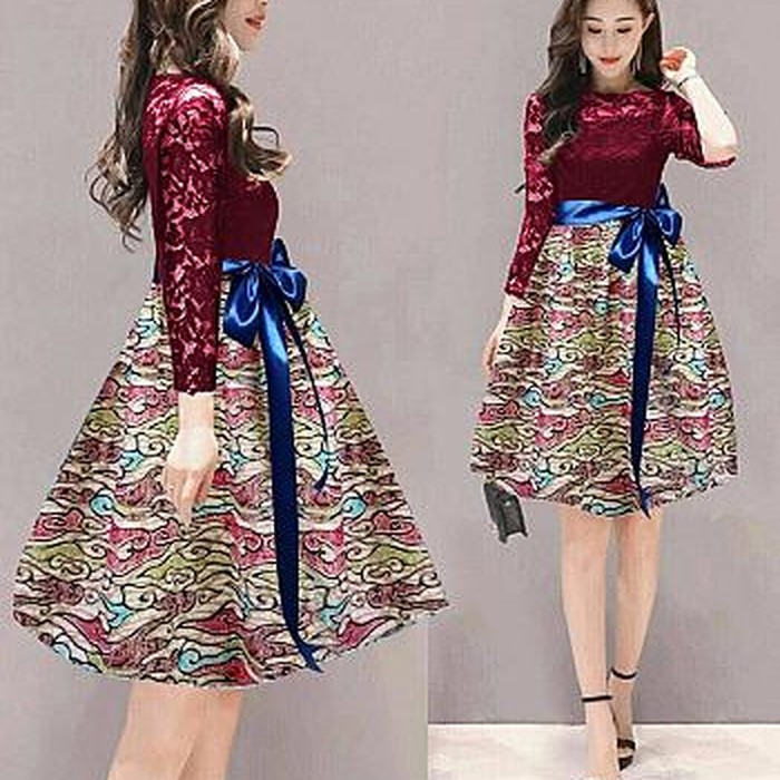 Gaun / dress wanita / cewe MINI  BRUKAG KOMBI BATIK BAJU PESTA KONDANGAN - untuk pesta kerja hadiah