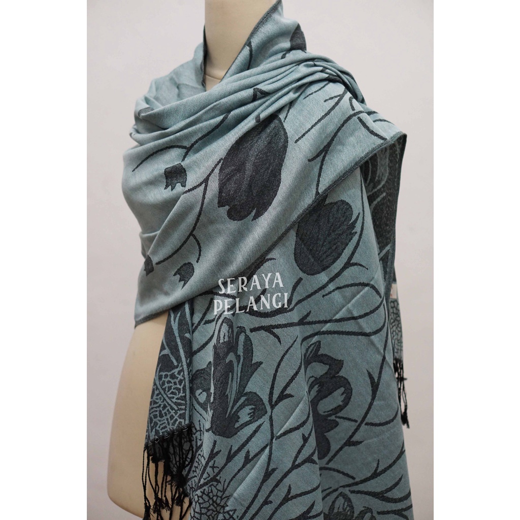 Pashmina Cashmere Motif Bunga 13 | Bunga Tulip | Kembang | Selendang | Scarf | Syal | Shawl | Pasmina Kashmir | Souvenir | Hadiah Ulang Tahun | Birthday Gift | Aksesoris Fashion Wanita | Import Quality | Grosir Murah | Luxury Scarf