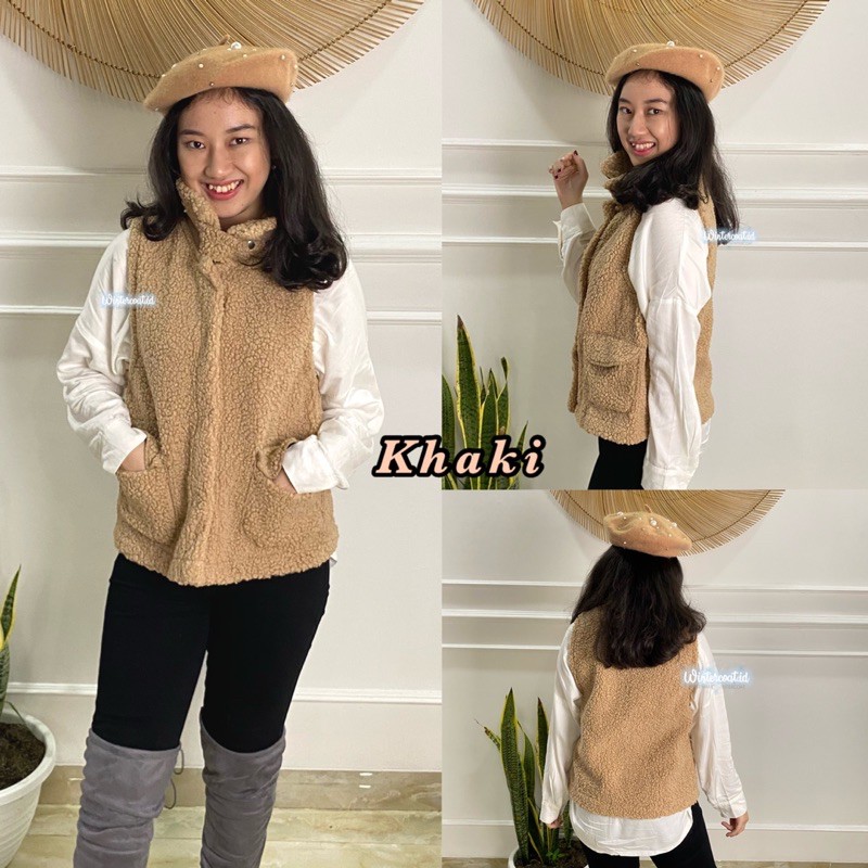 Fur vest import Maya rompi hangat wanita gunung korea style korean tebal bulu winter musim dingin