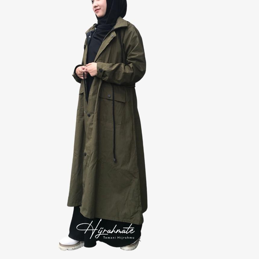 TREN MASA KINI Ⓝ Hijrahmate - Jaket Parka Muslimah Aisha Jaket Hijaber dg Hoodie & Inner Pocket Raha