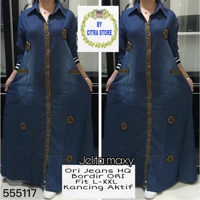 NEW JELITA MAXY GAMIS LONGDRESS BAJU TERUSAN WANITA JEANS MURAH MODIS
