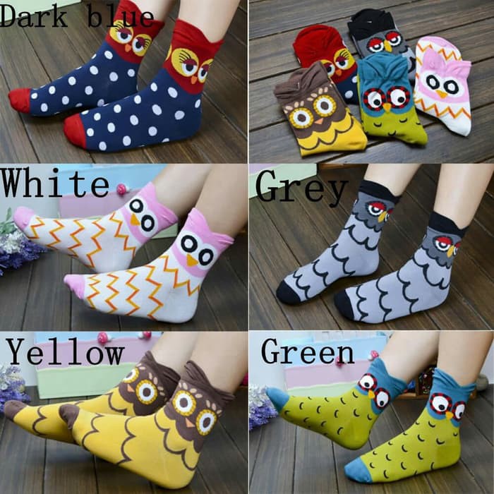 CLEARANCE SALE - KSKI0016 - Kaos Kaki Wanita Pria Lucu Imut Owl Burung Hantu Telinga Cosplay Anime Kawaii Japan Japanese Korea Korean Kiyowo